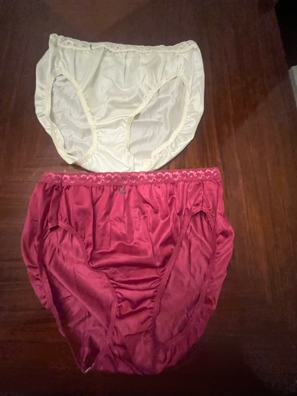 Hanes Satin Briefs Pair in Cream and Deep Pink